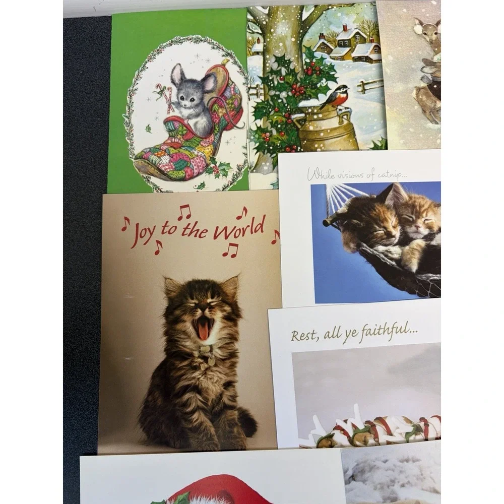 Vintage Animal Christmas Cards Fronts ONLY Scrapbooking Crafts Decoupage 50+